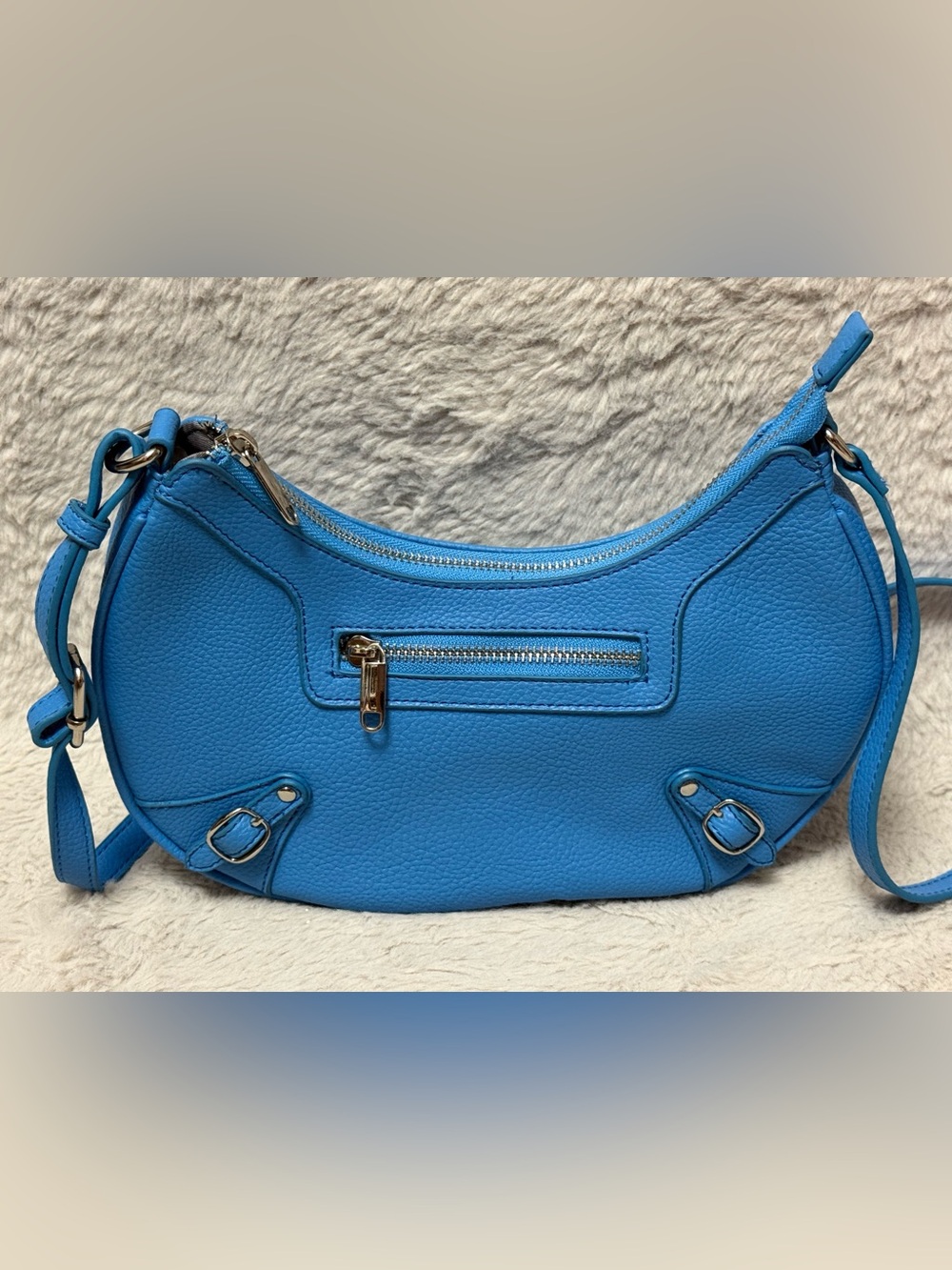 Blue Leather Shoulder/Crossbody Bag - Stylish Everyday Carry